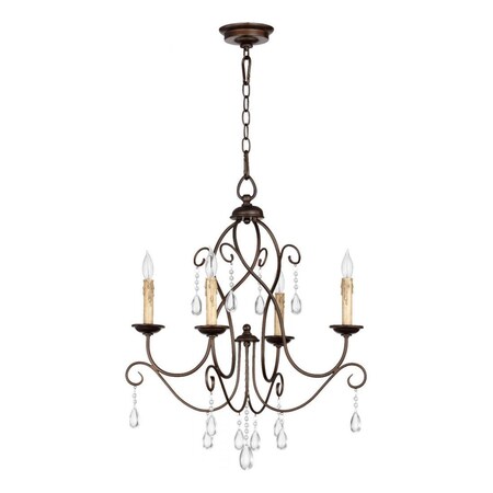 Quorum Four Light Oiled Bronze Up Chandelier 6116-4-86